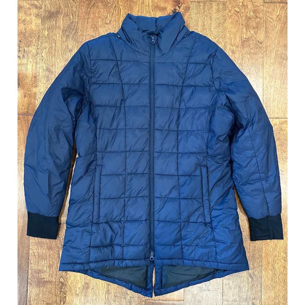Swiss Tech Womens Quilted Puffer Jacket‎ Parka Navy Blue Size LG 12-14 Full Zip